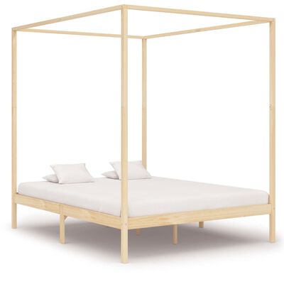 vidaXL Estructura de cama con dosel madera maciza de pino 180x200 cm