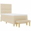 vidaXL Cama tipo Box Spring con colch&oacute;n Crema 100 x 200 cm tela