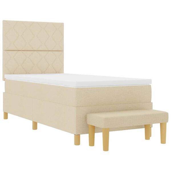 vidaXL Cama tipo Box Spring con colch&oacute;n Crema 100 x 200 cm tela
