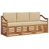 vidaXL Juegos de sof&aacute;s 3 uds. Natural y Beige Madera de Acacia S&oacute;lida