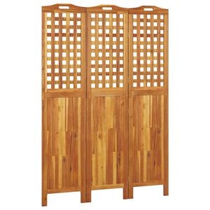 vidaXL Biombo de 3 paneles de madera maciza de acacia 121,5x2x180 cm