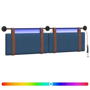 vidaXL Cabecero colgante Con luz LED Azul PU antiguo