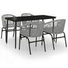 vidaXL Juego de comedor para jard&iacute;n 5 piezas rat&aacute;n sint&eacute;tico gris