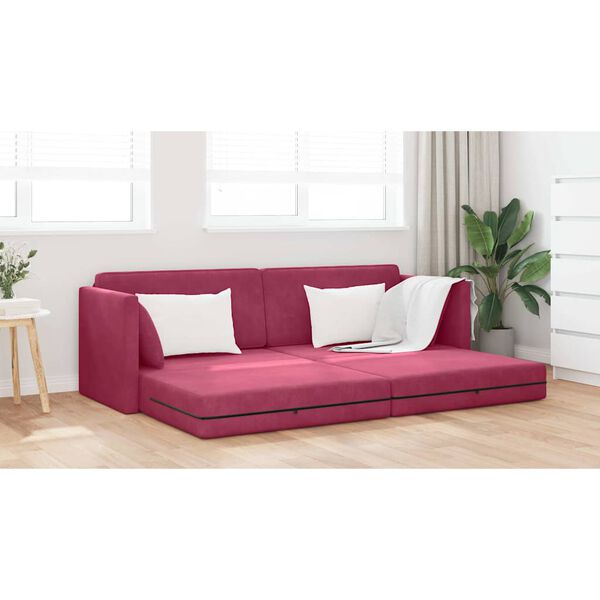 vidaXL Sof&aacute;-cama de piso 200cm Rojo vino Terciopelo