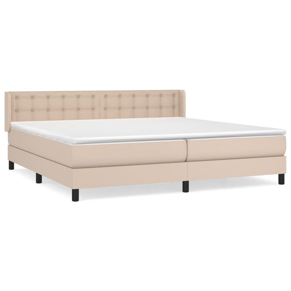vidaXL Cama box spring con colch&oacute;n cuero sint&eacute;tico capuchino 200x200cm