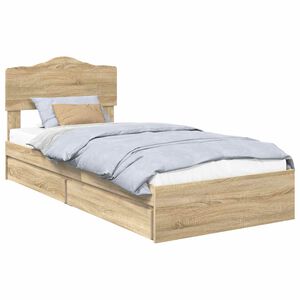 vidaXL Cama con almacenamiento con cabecera Roble Sonoma 70 x 190 cm