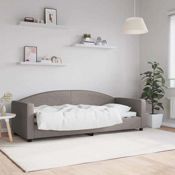vidaXL Sof&aacute; cama sin colch&oacute;n tela gris taupe 80x200 cm