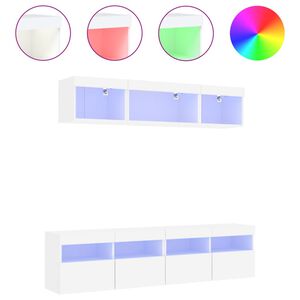 vidaXL Muebles de TV de pared con LED 5 pzas madera ingeniería blanco