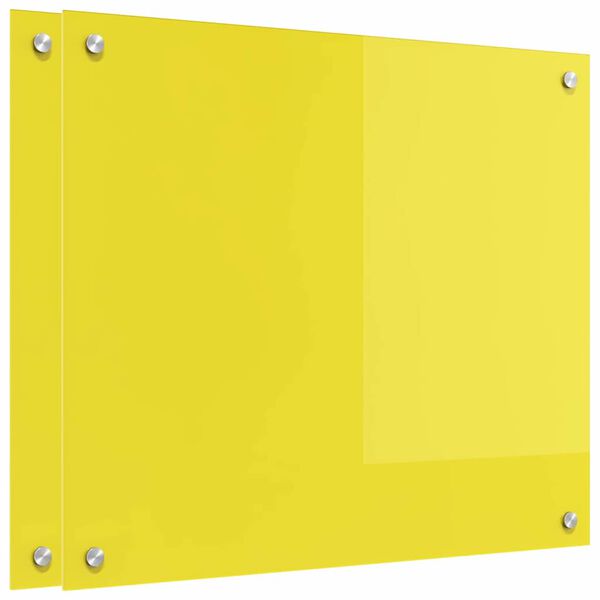 vidaXL Salpicadero de cocina 2 pcs Amarillo 70 x 60 cm vidrio templado