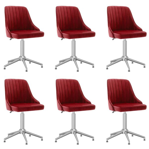 vidaXL Sillas de comedor giratorias 6 uds terciopelo rojo vino tinto