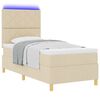 vidaXL Cama Box Spring LED con colch&oacute;n Crema 100 x 200 cm tela