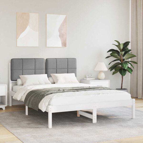 vidaXL Estructura de Cama con Cabecera Tapizada Gris Claro