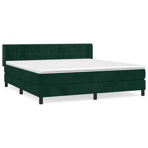 vidaXL Cama box spring con colch&oacute;n terciopelo verde oscuro 160x200 cm
