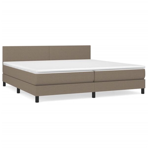 vidaXL Cama box spring con colch&oacute;n tela gris taupe 200x200 cm