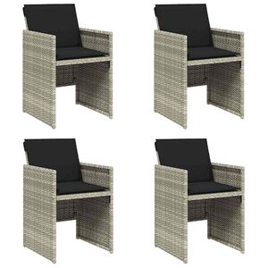 vidaXL Sillones de jard&iacute;n con cojines 4 uds rat&aacute;n sint&eacute;tico gris claro