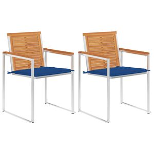 vidaXL Sillas de jard&iacute;n con cojines 2 uds madera maciza acacia y acero