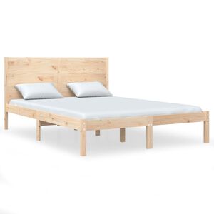 vidaXL Estructura de cama de matrimonio madera maciza 135x190 cm