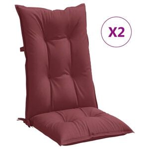 vidaXL Cojines para silla respaldo alto 2 uds tela rojo tinto melange