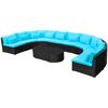vidaXL Juego de Sof&aacute; Redondo 11 pcs Azul rat&aacute;n sint&eacute;tico