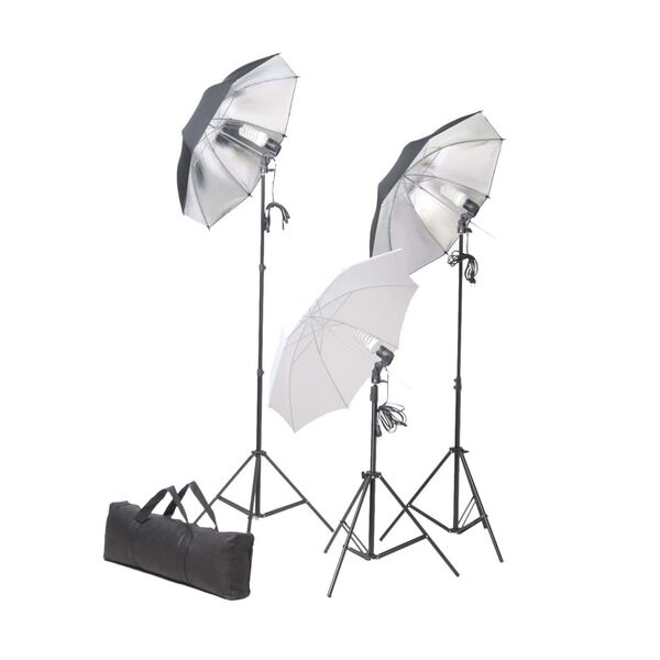 vidaXL Kit de estudio fotogr&aacute;fico con set de luces y fondo