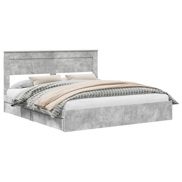 vidaXL Cama con almacenamiento con cabecera Gris Concreto 200 x 200 cm