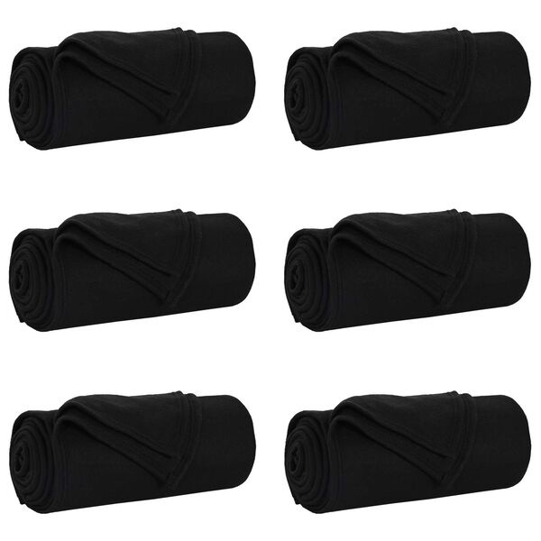 vidaXL Mantitas de Sof&aacute; 6 pcs Negro 200 x 150 cm Lana