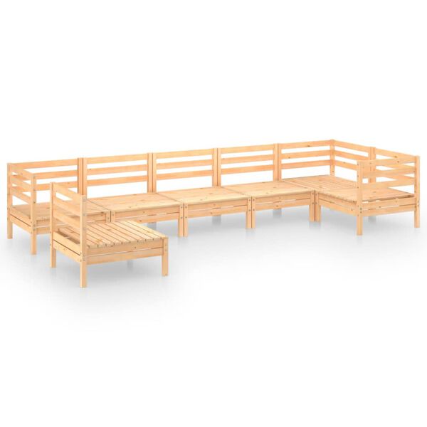 vidaXL Juego de muebles de jard&iacute;n 7 piezas madera maciza pino
