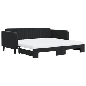 vidaXL Sof&aacute; cama nido con colch&oacute;n terciopelo negro 100x200 cm