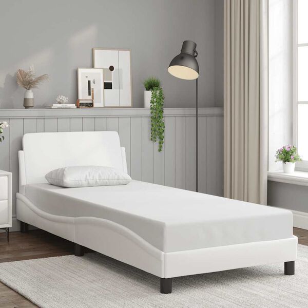 vidaXL Estructura de cama Dover cuero sint&eacute;tico blanco 90x190 cm