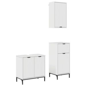vidaXL Juego de muebles de ba&ntilde;o con caj&oacute;n 3 pcs Blanco brillante