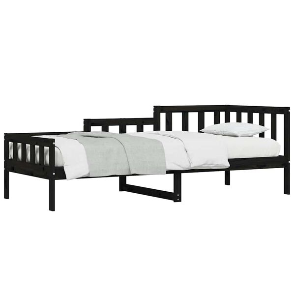 vidaXL Sofá cama sin colchón madera maciza de pino negro 80x200 cm
