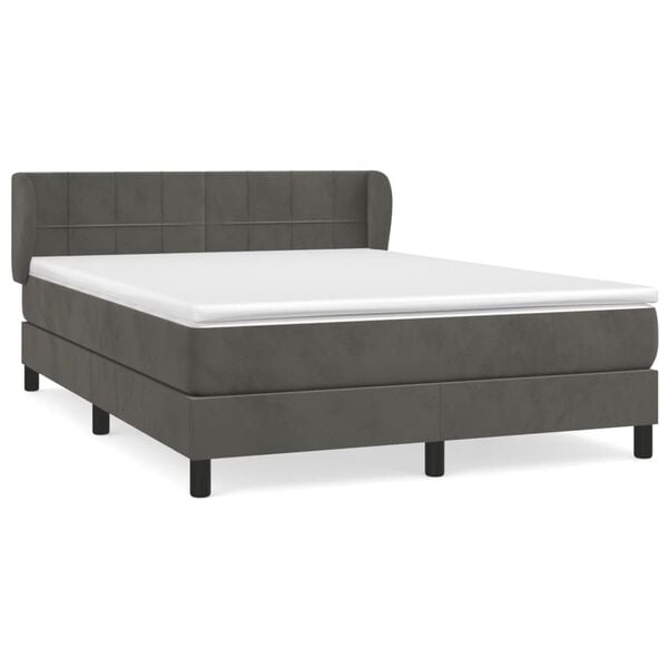 vidaXL Cama box spring con colch&oacute;n terciopelo gris oscuro 140x190 cm