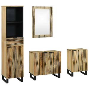 vidaXL Juego de muebles de ba&ntilde;o 4 pcs Marr&oacute;n Madera de ingenier&iacute;a