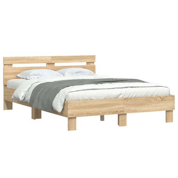 vidaXL Cama con cabecero madera de ingeniería roble Sonoma 120x200 cm
