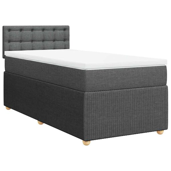 vidaXL Cama box spring con colch&oacute;n tela gris oscuro 100x200 cm