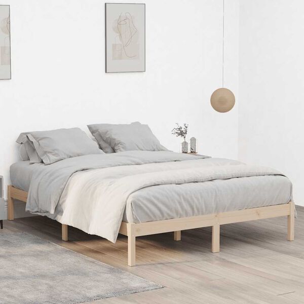 vidaXL Estructura de cama sin colch&oacute;n madera maciza de pino 193x203 cm