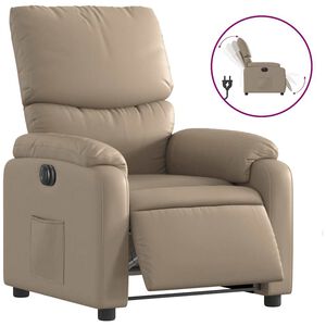 vidaXL Sill&oacute;n reclinable el&eacute;ctrico de cuero sint&eacute;tico color capuchino