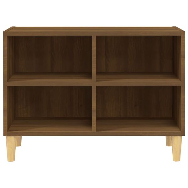 vidaXL Mueble de TV patas de madera maciza marrón roble 69,5x30x50 cm