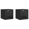 vidaXL Mesitas de noche con puertas de vidrio 2 uds negro 35x37x35 cm