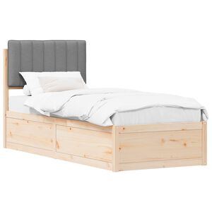 vidaXL Estructura de Cama con Cabecera Tapizada Gris Claro 75 x 190 cm