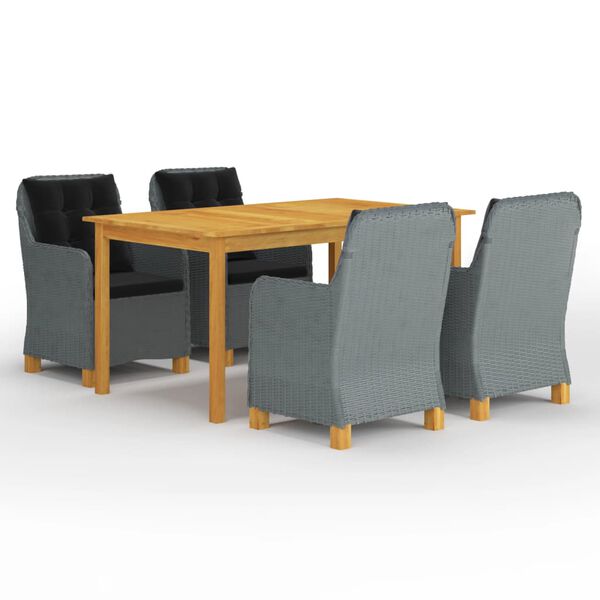 vidaXL Juego de comedor para jard&iacute;n de 5 piezas gris claro