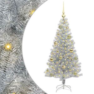 vidaXL &Aacute;rbol de Navidad con 150 LED con soporte Plateado 120 cm PET