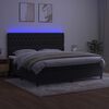 vidaXL Cama box spring colch&oacute;n y LED terciopelo negro 200x200 cm