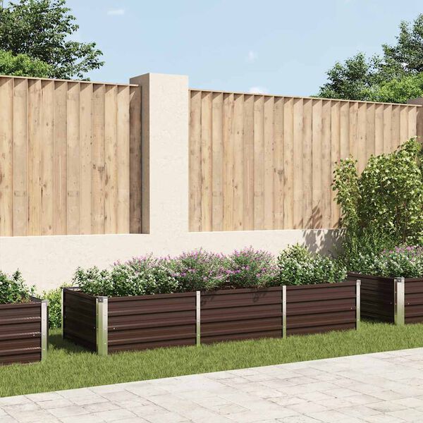 vidaXL Arriate de acero galvanizado marrón 240x80x45 cm