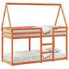 vidaXL Cama litera con techo madera maciza pino marr&oacute;n cera 75x190 cm