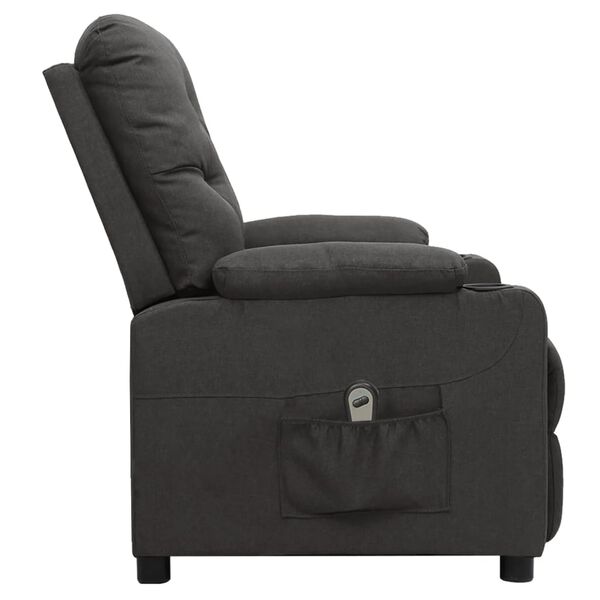vidaXL Sill&oacute;n reclinable el&eacute;ctrico de tela gris oscuro