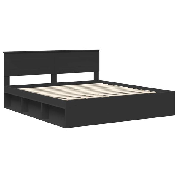 vidaXL Estructura de cama Negro 200 x 200 cm Madera de ingenier&iacute;a