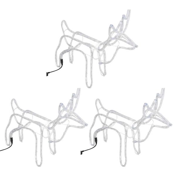 vidaXL Figura de reno Navidad 3 unidades blanco frío 60x30x60 cm