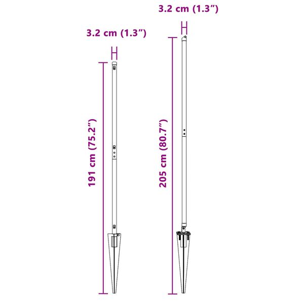 vidaXL Poste de cerca Otro 26 pcs Gris 3,2 x 3,2 x 160 cm Acero
