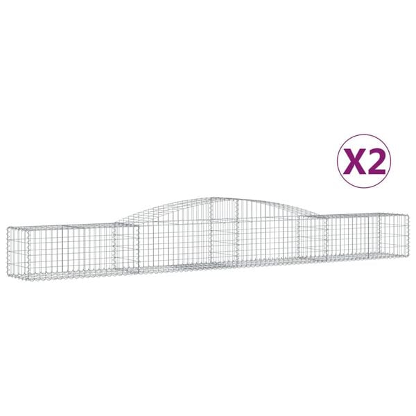 vidaXL Cestas de gaviones 2 uds forma de arco hierro 400x50x40/60 cm